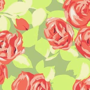 1 Fat Quarter Yard Amy Butler LOVE TUMBLE ROSES ab48 Tangerine Sage Lime Coral Modern Floral Garden Free Spirit Westminster Quilt Sew Fabric