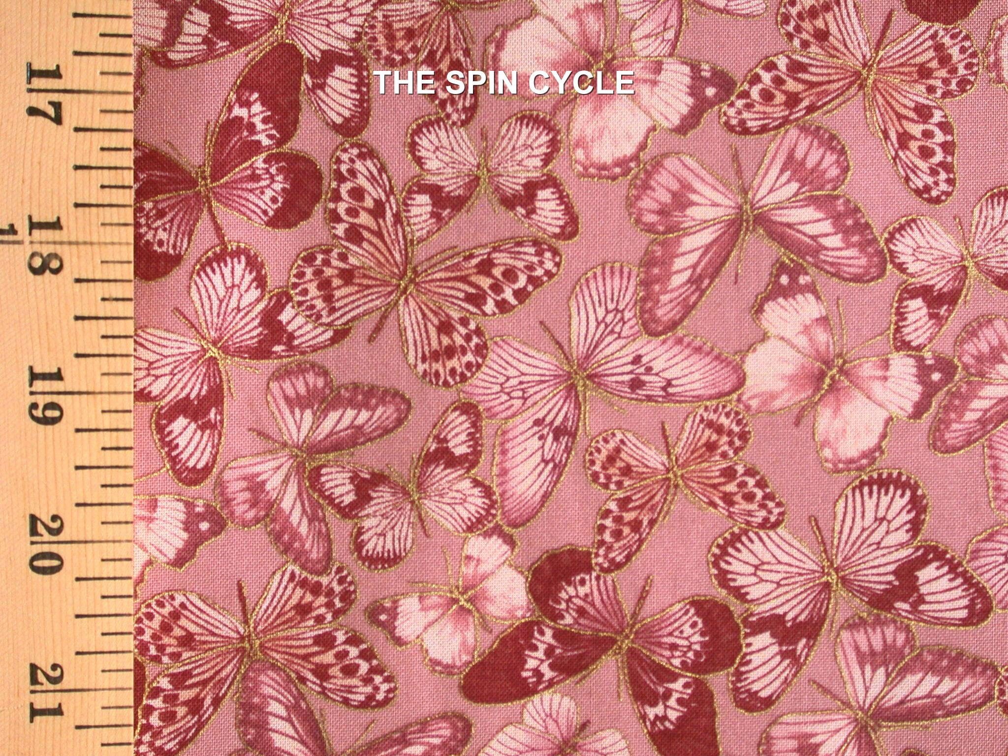 1 ファットクォーター ローズ バタフライ トス メタリックゴールド