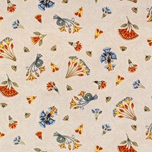 1 Fat Quarter EGYPTIAN NILE FLOWERS Traditional Egypt Floral Colonial Blue Rust Makower Quilting Sewing Fabric