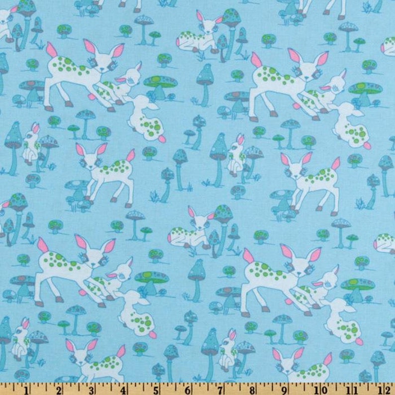 1 Fat Quarter Woodland Wonderland Fawns Mushrooms Fungi CUTE DEER /& SHROOMS JY11 Blue Jay McCarroll Free Spirit Quilting Sewing Fabric