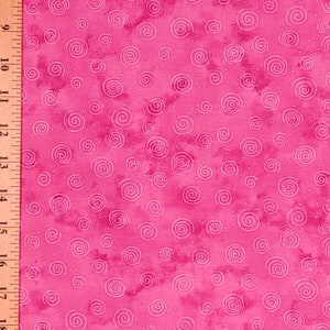 Tela clásica de algodón para patchwork, acolchado y costura, con lunares y espirales, color rosa intenso, dorado, metalizado, abstracto, con gráficos, para difuminar.