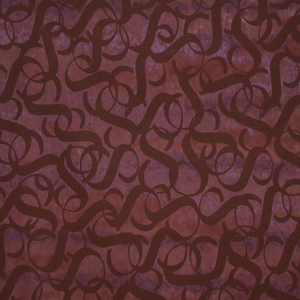 1/2 Yard Lonni Rossi LONNI'S ODYSSEY "S" Shapes Collage Rusty Brown Letter Type Graphic Abstract Geometric Andover Quilting Sewing Fabric