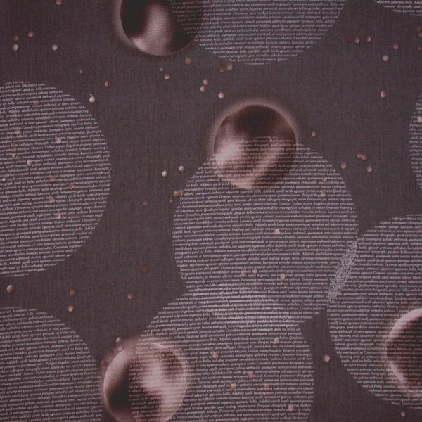 1/2 Yard Lonni Rossi LONNI'S TYPOSPHERES Poetry Planets Celestial Dusty Sepia Brown Abstract Geometric Andover Quilting Sewing Fabric