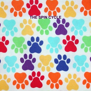 1 Fat Quarter PAWPRINT DOT Polka Dot Paws Novelty Cats Dogs Primary Colors Bright Child Nursery Baby Michael Miller Quilting Sewing Fabric