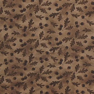 1 Yard Country AUTUMN ACORN OAK Fall Tree Leaves Leaf Rustic Tonal Brown Warm Neutrals 1999 Blank Textiles Patchwork Quilting Sewing Fabric