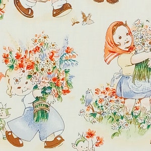 1 cuarto de grasa Vintage Mabel Lucie Attwell 2001 JARDINERÍA NIÑOS Crema Bebé Guardería Woodrow Studio Londres, Inglaterra Acolchado Costura Tela