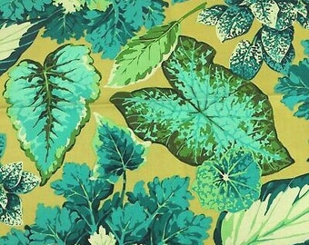 1 Yard VARIEGATED GARDEN Leaves Martha Negley Green Aqua Teal Large Scale Leaf Plant Tropical Nature Westminster Quilting Sewing Fabric