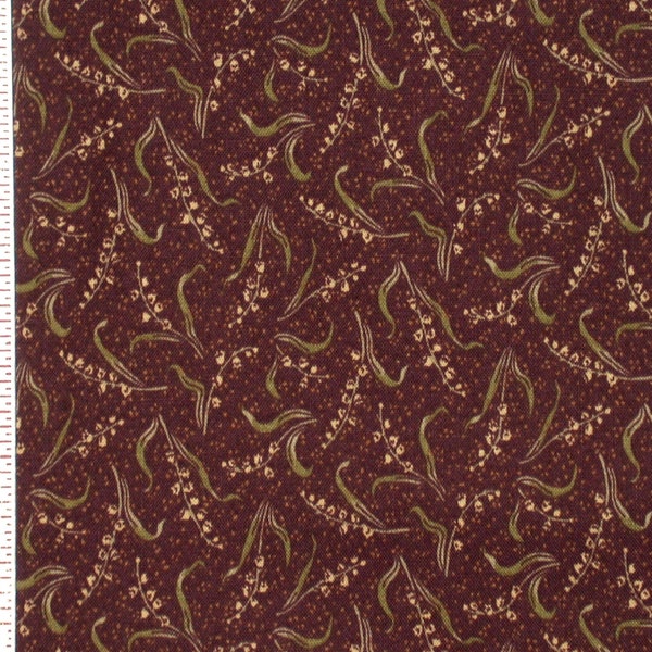 1 Fat Quarter THIMBLEBERRIES CLUB 2005 Lily of the Valley Sprays Circle of Love Chocolate Brown Sage Tiny Calico Floral RJR Quilting Sewing