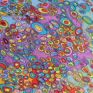 1 Fat Quarter FIESTA ABSTRACT OVALS Rings Bubbles Purple Pink Orange Saturated Color Terrie Mangat Free Spirit Quilting Sewing Fabric