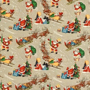 1 Fat Quarter Scenic SANTA&#39;S CHRISTMAS EVE Santa Claus December 25 Snow Reindeer Sleigh Alexander Henry Quilting Sewing Holiday Winter