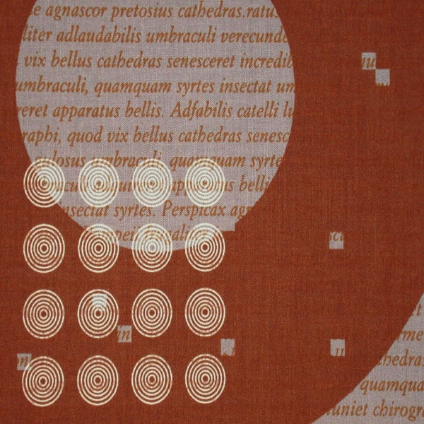 1/2 Yard Lonni Rossi LONNI'S TYPOSPHERES Latin Poetry Rings Neutral Warm Taupe Black Rust Abstract Geometric Andover Quilting Sewing Fabric