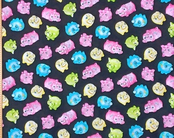 1 Fat Quarter PUDGY BABY PIGS Toss Piggy Bank Pink Blue Yellow Child Baby Nursery Timeless Treasures Quilting Sewing Fabric