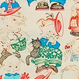 1 Fat Quarter Vintage Mabel Lucie Attwell 2001 DRESS UP CHILDREN Blue Baby Nursery Woodrow Studio London, England Quilting Sewing Fabric