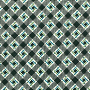 1 Fat Quarter Florence LINCOLN LOG pwds055 Malachite Green Blue Diamond Plaid Back to School Denyse Schmidt Free Spirit Quilting Sew Fabric