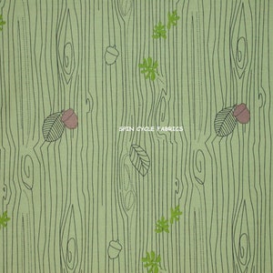 1 Yard Day At the Zoo Wood Grain Woodgrain Sage Green Faux Bois Acorn Camelot Cottons Baby Nursery Anton & Ink Quilting Sewing Fabric
