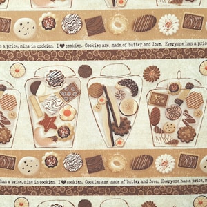 1 Yard BISCOTTI ITALIAN COOKIE Jar Stripe Chocolate Warm Mocha Brown Baking Linda Maron Desert Novelty Spectrix Quilting Sewing Fabric