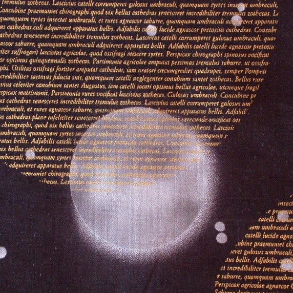 1/2 Yard Lonni Rossi LONNI'S TYPOSPHERES Poetry Planets Celestial Metallic Gold Black Steel Abstract Geometric Andover Quilting Sew Fabric