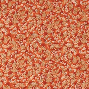 1 Yard FOLK ART CALICO Country Store Basics Jill Kemp Leaf & Bird Orange Brown Autumn Fall Season Nature Red Rooster Quilting Sewing Fabric