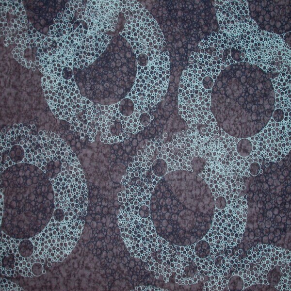 1/2 Yard Lonni Rossi LONNI'S TYPOSPHERES Bubble Ring Graphite Gray Black Dusty Blue Abstract Geometric Andover Quilting Sewing Fabric