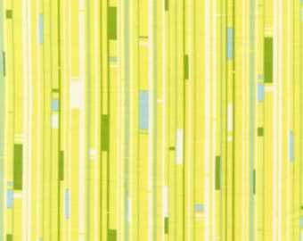 1 Yard NICEY JANE Welcome Road HB19 Lemongrass Yellow Staggered Stripes Green Graphic Heather Bailey Free Spirit Quilting Sewing Fabric