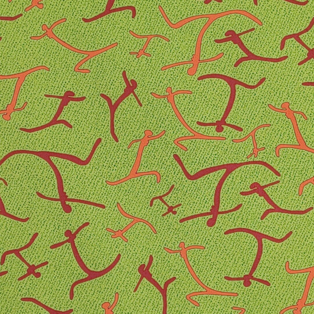 1 Yard Balarinji ABSTRACT RUNNING FIGURES Green Aboriginal Indigenous ...