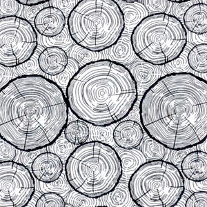 1 Fat Quarter WOODGRAIN TREE RINGS Abstract Graphic Logs Forest Black White Concentric Wood Rings Emma&Mila Quilting Sewing Fabric