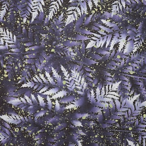 1 Yard CONFETTI FERN FRONDS Plants Batik-Like Wild Weeds Electric Colors Purple Lime Blue Lunn & Mrowka for Kent Avery Quilting Sew Fabric