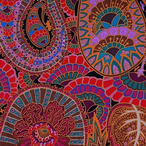 1 Yard Kaffe Fassett BELLE EPOCH PAISLEY PWGP133 Svart Tranbär Storskalig Blommig Vår 2013 Patchwork Quilting Sömnad Westminster Tyg