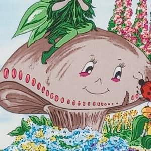 25&quot; X 21&quot; KATRINKA SWEETBLOSSOM PANEL Anthropomorphic Mushroom Fairy Elf Floral Riverwoods Collection Troy Quilting Sewing Crafts Fabric