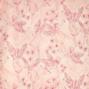 1 Fat Quarter TRIXIE TOILE Pixie Fairies Gentle Fairy Meadow Angels Pink Peach Child Nursery Baby Alexander Henry Sewing Quilting Fabric