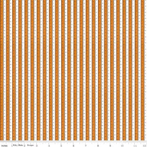 1 Yard Orange TAPE MEASURE STRIPE Costume Maker&#39;s Ball Vintage Inspired Halloween Autumn J Wecker Frisch Riley Blake Quilt Sew