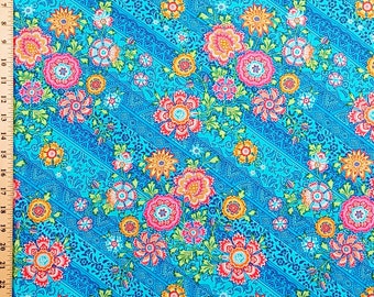 1 Fat Quarter Amy Butler LARK Heirloom PWAB075 BlueSky Blue Pink Floral Free Spirit Westminster Quilting Sewing Fabric