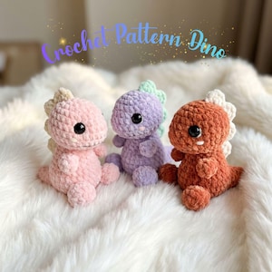 Crochet Dino Pattern PDF, No Sew Dinosaur Amigurumi Pattern, Cute Plush Dinosaur Crochet Tutorial, Easy DIY Gift