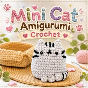 Virkmönster för minikatt med amigurumi | No Sew Kitty (PDF)