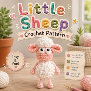 Modèle facile de petit mouton au crochet | Tutoriel PDF Amigurumi pour breloque de sac