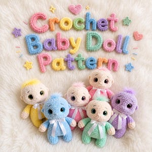 Crochet Baby Doll Pattern, Plush Amigurumi Toy Tutorial (PDF Download)
