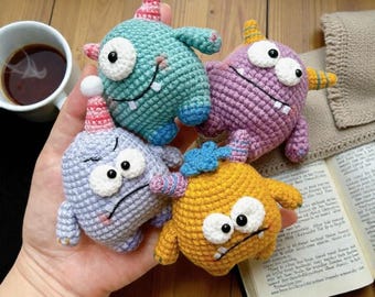 Adorable Mini Monster Crochet Patterns | Monster Set Amigurumi PDF & Keychain Tutorial