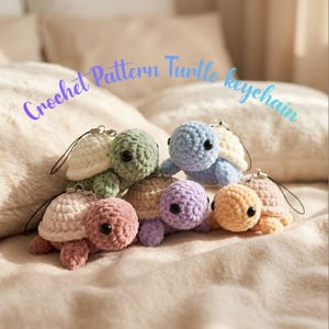 Schildkröte häkeln Schlüsselanhänger PDF, kein Sew Sea Schildkröte Amigurumi Tutorial, niedliche Plüsch Schildkröte Häkelanleitung, einfach DIY Geschenk