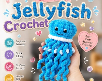 No-Sew Jellyfish Amigurumi Crochet Pattern | Plush PDF Tutorial