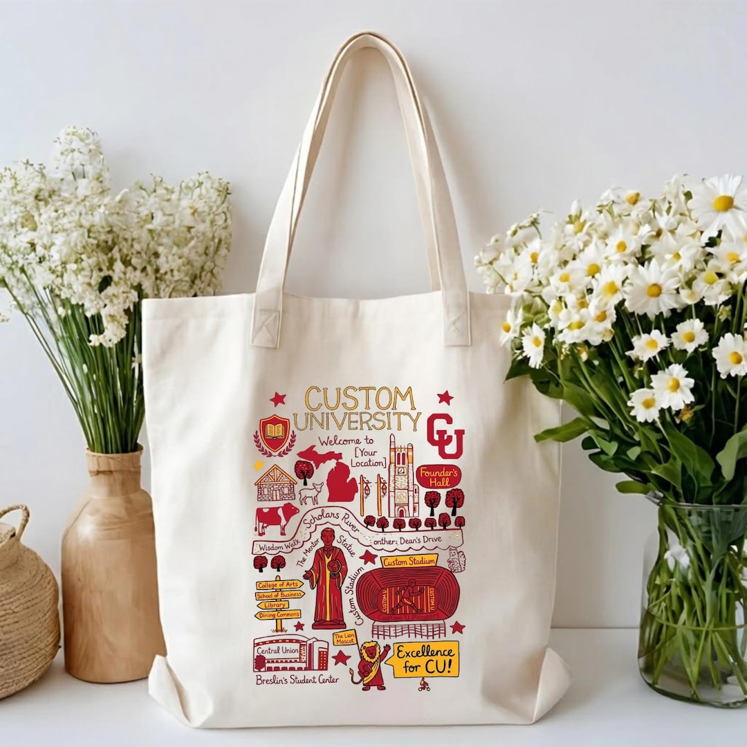 Custom University Tote Bag, Personalized College Tote Bag, Vintage — free download
