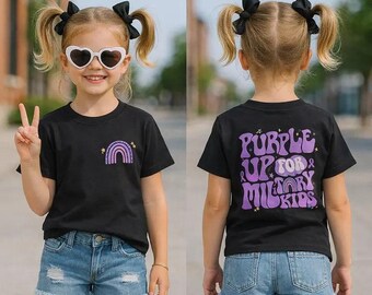 Purple Up Shirt for Military Kids & Families, Month of the Military Child Tee, Military Mom Wife Shirt, Purple Rainbow Graphic Tee USA Made
