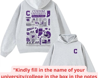 Custom Hand Drawn College Shirt, Personalized Campus Sweatshirt, Vintage Alumni Hoodie, Game Day Outfit