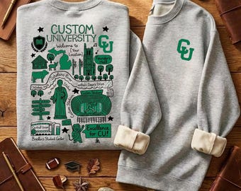 Custom College Sketch Crewneck, Personalized University tshirt , Sweatshirt and hoodie, Personalized College Crewneck
