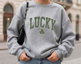 Vintage Lucky Shamrock , St Patrick’s Day, Lucky Clover Crewneck, Irish Holiday Outfit, Cute Festive  tshirt, sweatshirt and hoodie