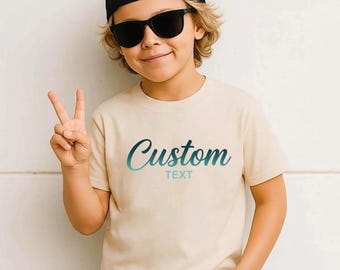 Custom Kids T-Shirt Personalized Text Tee, Cute Minimalist Shirt for Boys Girls, Custom Name Tee, Gift for Kids