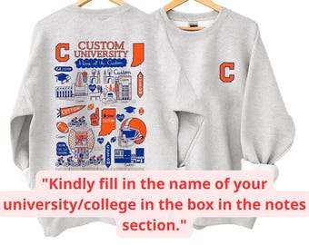 Custom University Crewneck Sweatshirt, Personalized College Apparel, Campus Style Hoodie, T Shirt