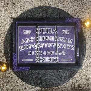 Hand-Painted Ouija Board Decor: Macabre Gothic Art, Halloween Spooky Sign, Purple and Black, Gift for Men or Women