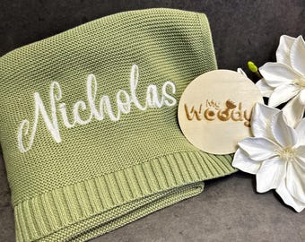Coperta per neonati personalizzata, coperta in cotone con nome ricamato, coperta per neonati, coperta per passeggino, regalo per neonati