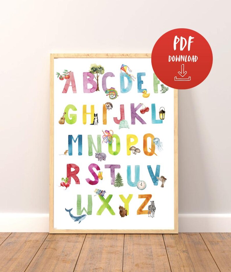 ABC and Numbers Poster Set for Children's Rooms | Colorful Alphabet ...