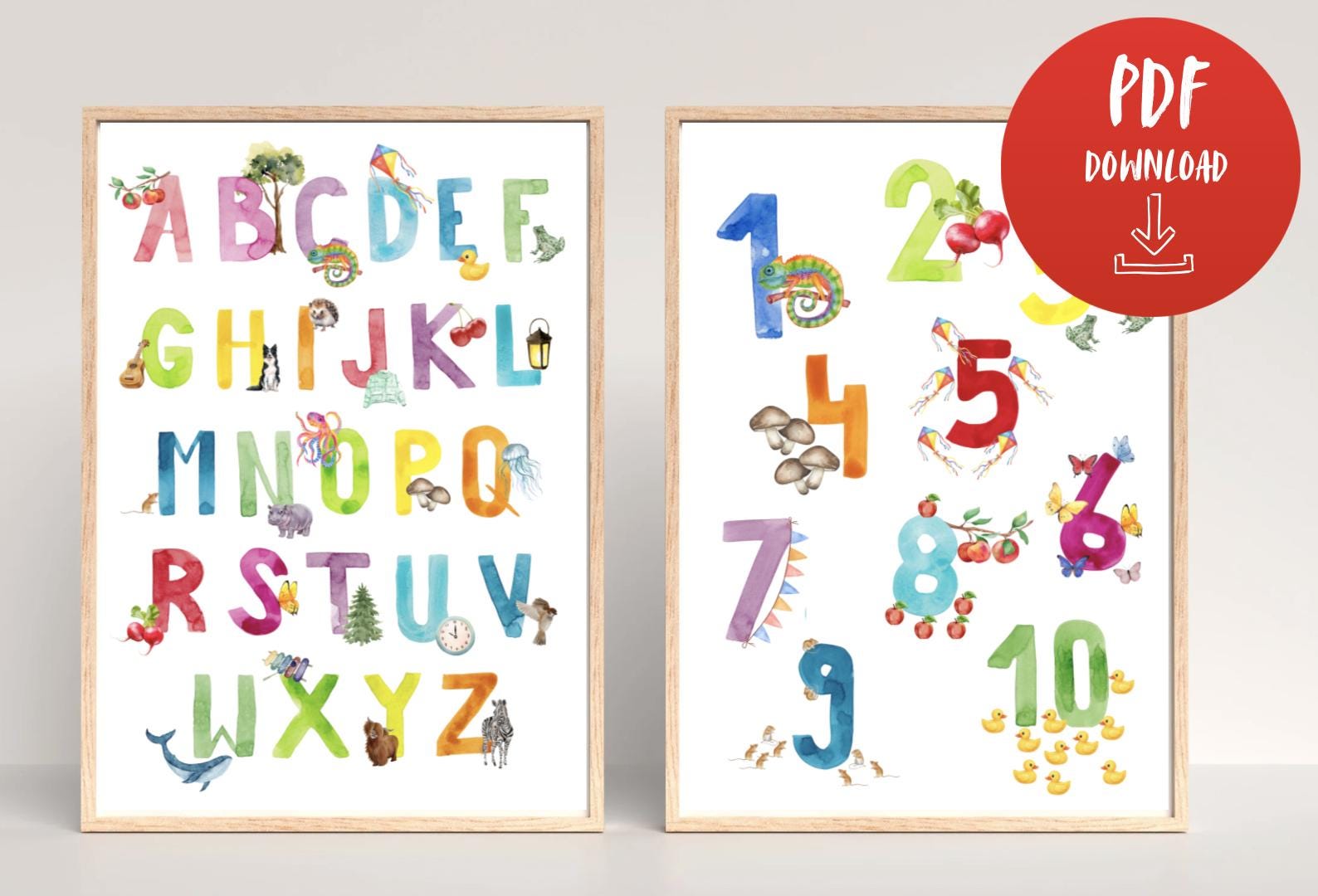 ABC and Numbers Poster Set for Children's Rooms | Colorful Alphabet ...